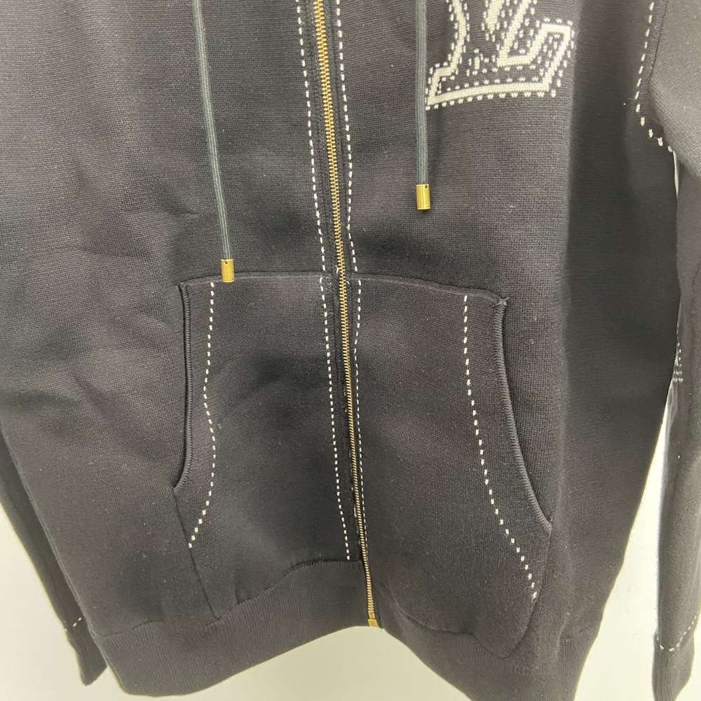 Louis Vuitton Black Hoodie Jacket with Cream Lined Hood - Picture 4 of 10